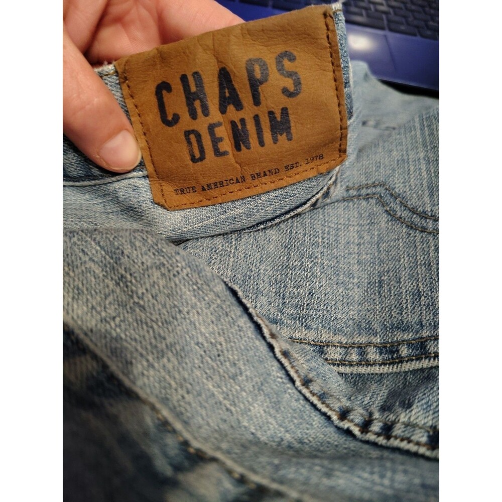 Chaps Denim Mens Straight Fit Light Wash Blue Cotton Jeans 34x34